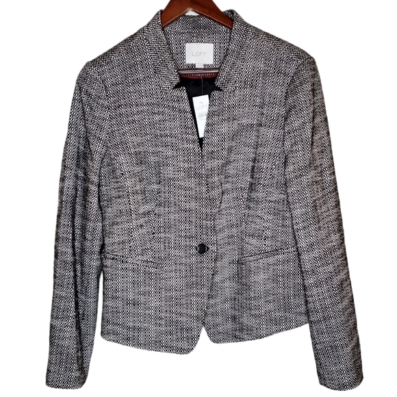 NWT Loft Stretch Cotton Tweed Blazer Size 12 - Picture 2 of 9